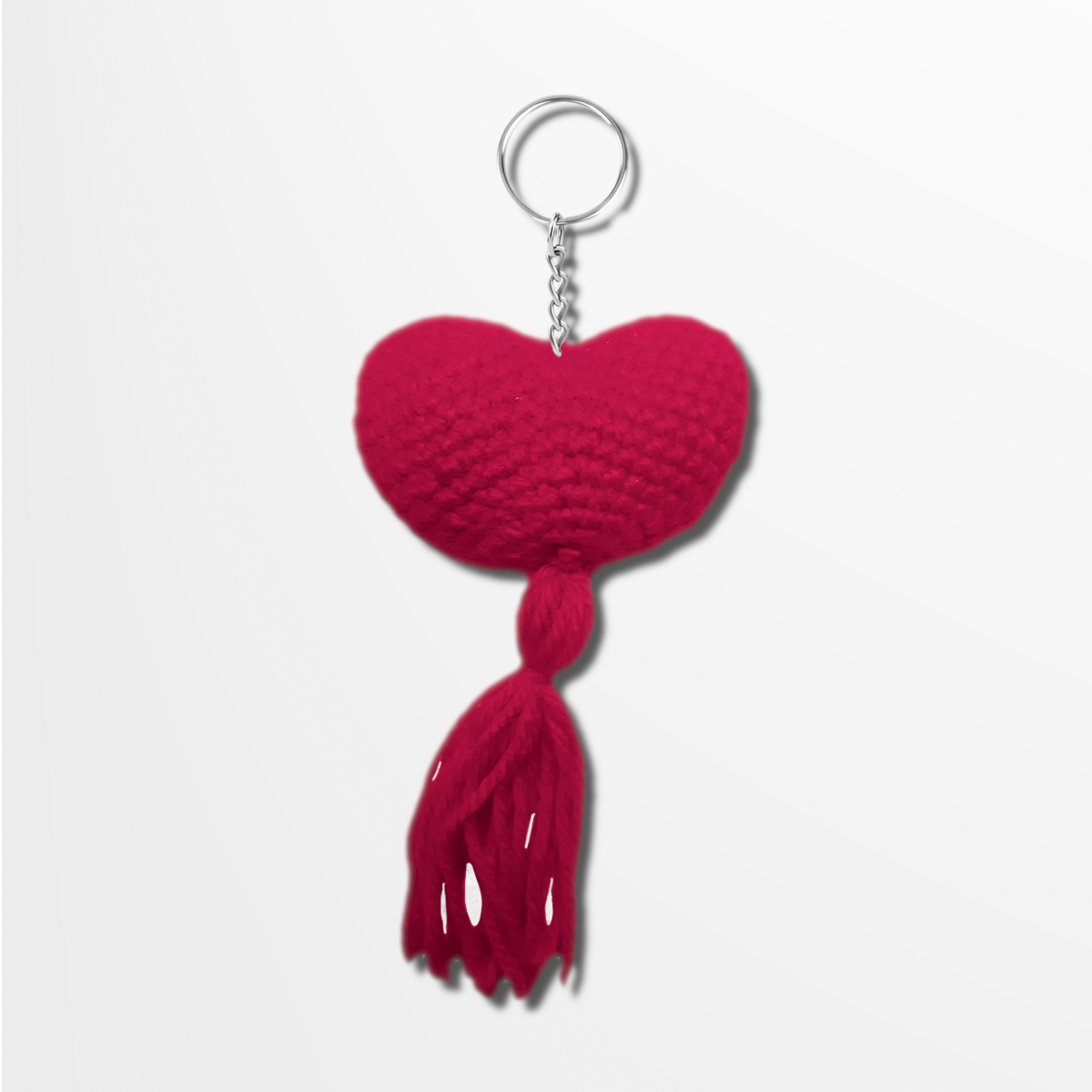 Pink Tassel Heart Keychain
