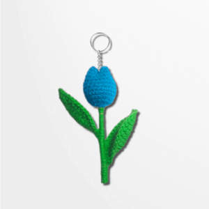 Blue Tulip Flower Keychain