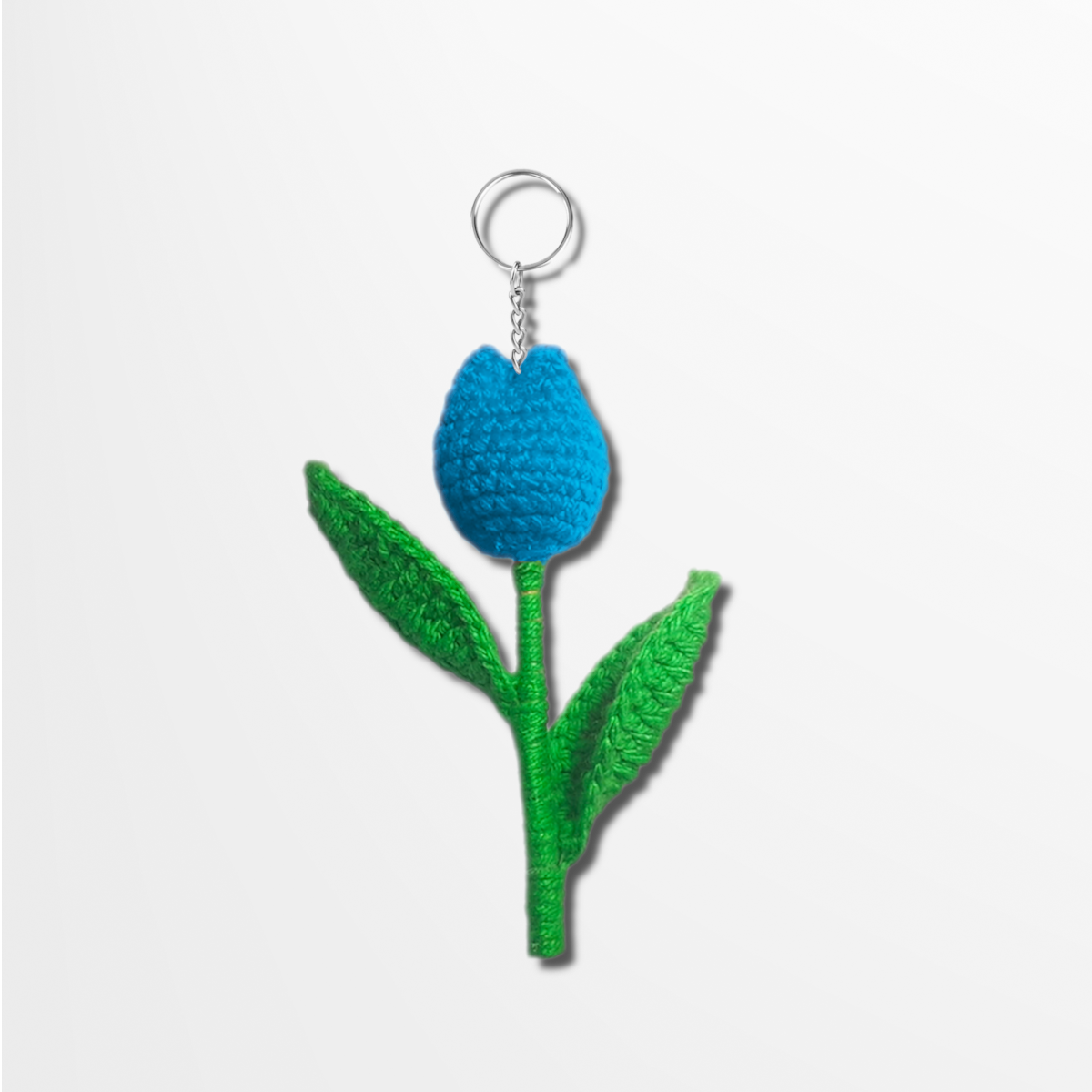 Blue Tulip Flower Keychain