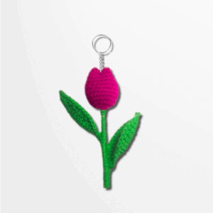 Pink Tulip Flower Keychain