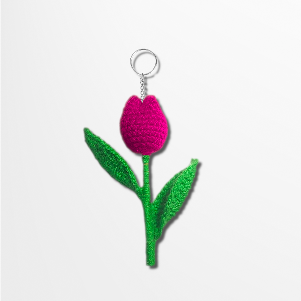 Pink Tulip Flower Keychain
