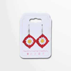 Red Daisy Earrings